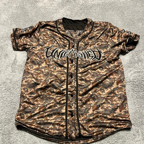 Kayzo Unleashed Jersey Mens Medium 00 Camo Reversible Button Shirt Y2K - Picture 1 of 8